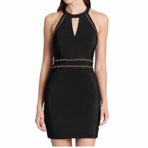 Guess Dress Size 0 Black Grommet Keyhole Halter Party Date Nite NWT